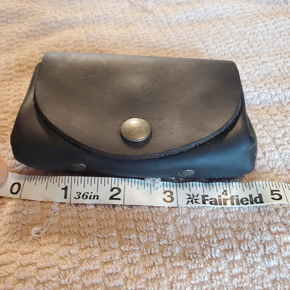 Hide and Drink Leather Coin Purse Card Holder Wallet Dark Brown Snap Pouch